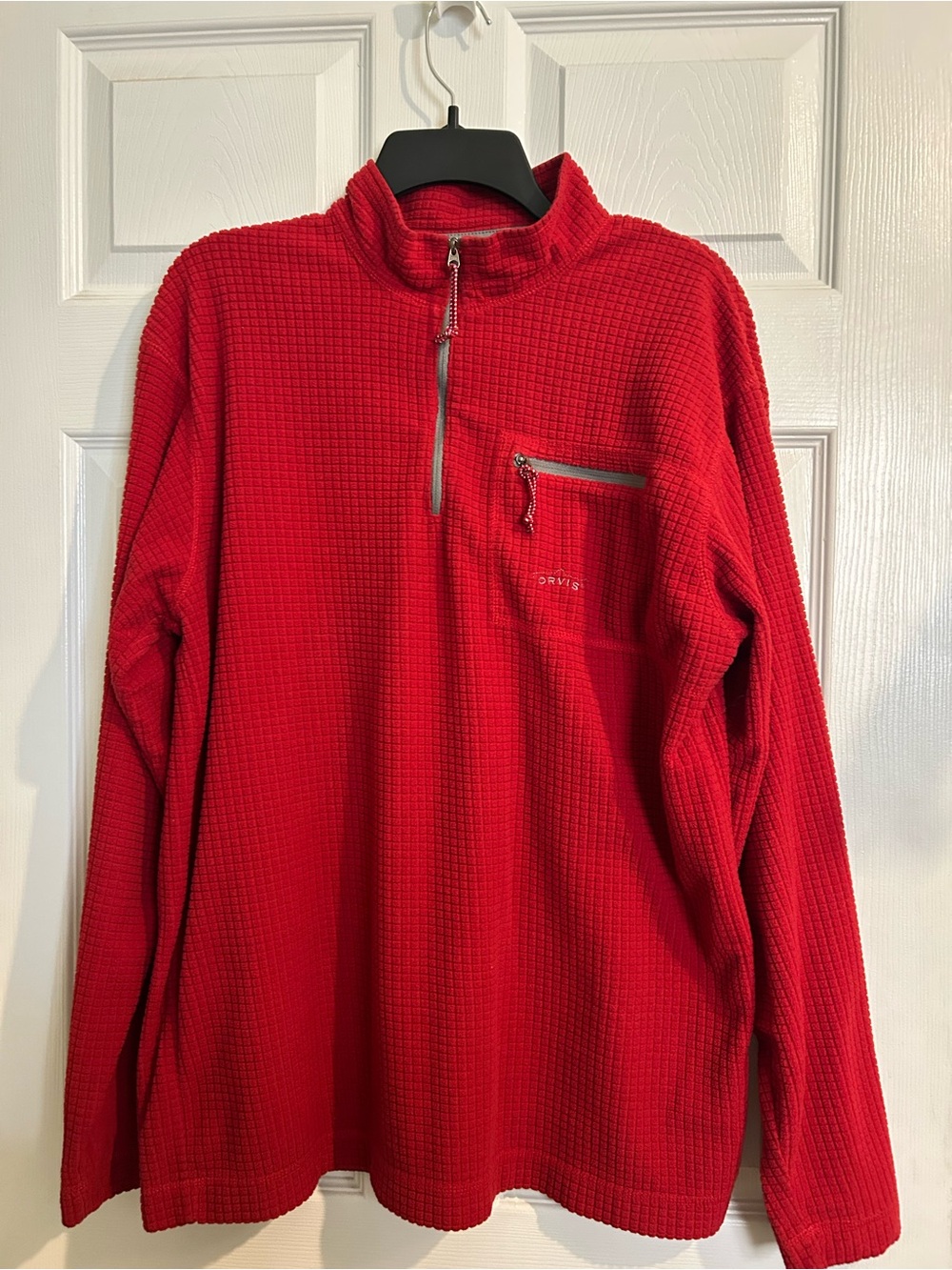 Orvis Bright Red Waffle Quarter-Zip Pullover